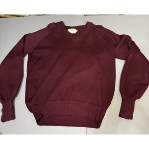 Vintage 70s Albion Knit Los Angeles V Neck Sweater Large Dark Red Tropicana Slam